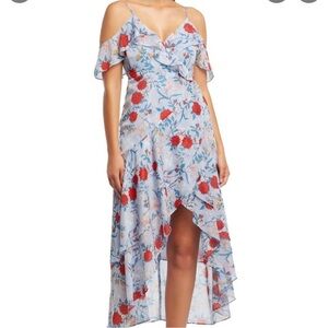 NWT Bardot x Revolve blue floral hi-low dress size xs /4